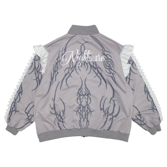 ACDC RAG - Nightmare Studded Bunny Ruffle Grey Oversized Jacket - Picture 2 of 11
